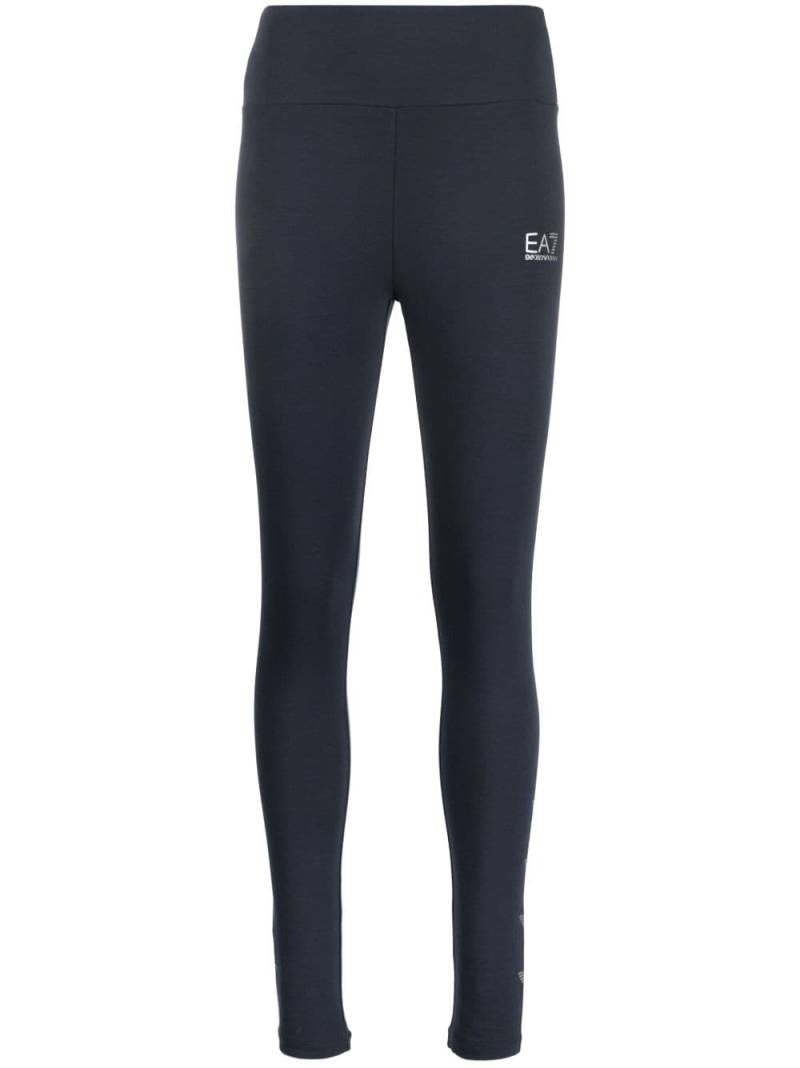 Ea7 Emporio Armani High-Waist-Leggings mit Logo-Print - Blau von Ea7 Emporio Armani