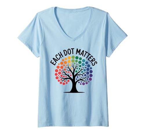 Damen Bunter Pokadot-Baum, jeder Punkt ist wichtig für Vielfalt und Einheit T-Shirt mit V-Ausschnitt Damen Bunter Pokadot-Baum, jeder Punkt ist wichtig für Vielfalt und Einheit T-Shirt mit V-Ausschnitt von Each Dot Matters Unity Tree