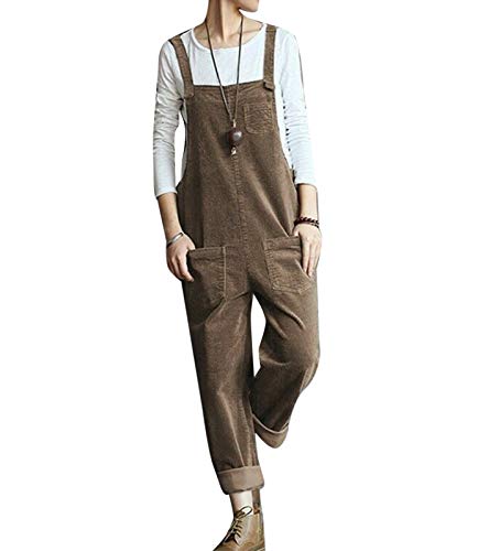 Damen Herbst Winter Cord Latzhose Verstellbarer Riemen Jumpsuits Baumwolle Cord Latzhose von Each women