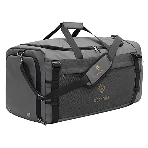 Eackrola Turnbeutel für Herren mit Schuhfach Sport Duffel Bag mit Nassfach für Frauen 65L, Grau, 85L, Turnbeutel von Eackrola