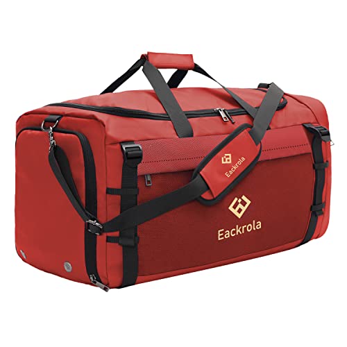 Eackrola Turnbeutel für Herren mit Schuhfach Sport Duffel Bag mit Nassfach für Frauen 65L, Rot/Ausflug, einfarbig (Getaway Solids), 65L von Eackrola