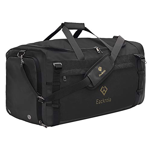 Eackrola Turnbeutel für Herren mit Schuhfach Sport Duffel Bag mit Nassfach für Frauen 65L, Schwarz, 85L, Turnbeutel von Eackrola