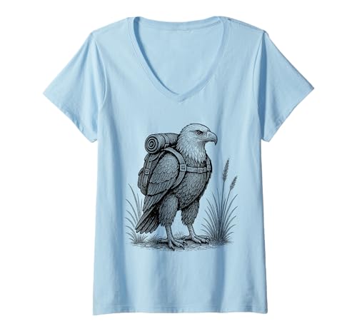 Damen Wandern Adler Rucksackreisen Natur American Bird Lover T-Shirt mit V-Ausschnitt Damen Wandern Adler Rucksackreisen Natur American Bird Lover T-Shirt mit V-Ausschnitt von Eagle American Hiker Trekking Hike Merch.