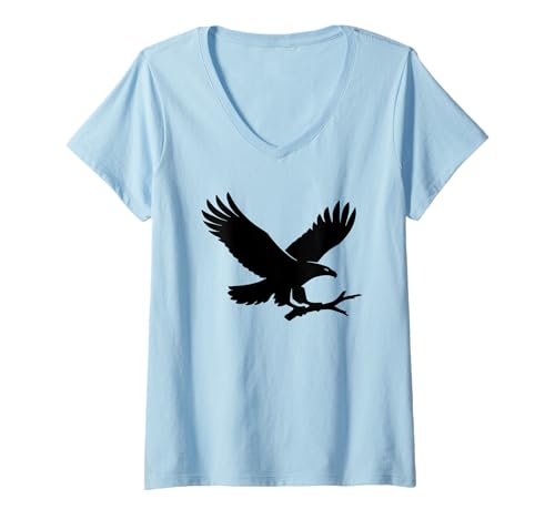 Damen Schöne Adlermutter fliegt mit Baumzweig Natur Vogel T-Shirt mit V-Ausschnitt Damen Schöne Adlermutter fliegt mit Baumzweig Natur Vogel T-Shirt mit V-Ausschnitt von Eagle Bird Moms Apparel