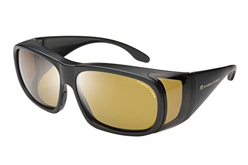 Eagle Eyes FitOns Polarisierte Sonnenbrille – Schildpatt Gr. One size, Mattschwarzer Rahmen/goldbraune Gläser von Eagle Eyes
