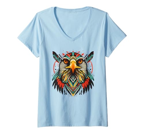 Damen Thunderbird Eagle Native American Tribal Art T-Shirt mit V-Ausschnitt Damen Thunderbird Eagle Native American Tribal Art T-Shirt mit V-Ausschnitt von Eagle Tribal Art Shop