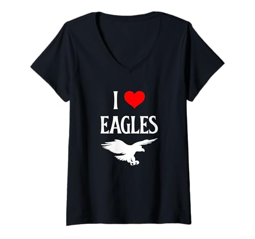 Damen I Love Eagles I Heart Eagles Bird of Prey Liebhaber Vogelbeobachtung T-Shirt mit V-Ausschnitt Damen I Love Eagles I Heart Eagles Bird of Prey Liebhaber Vogelbeobachtung T-Shirt mit V-Ausschnitt von Eagle lover I Love Eagles Birdie lover Apparel