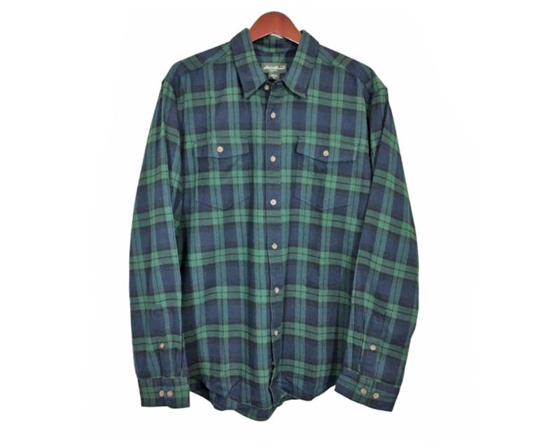 Eddie Bauer Grün Schwarz Flanell Kariertes Hemd Herren Gr. Xl || Country Cowboy Western Button Down Oxford von Eagleages