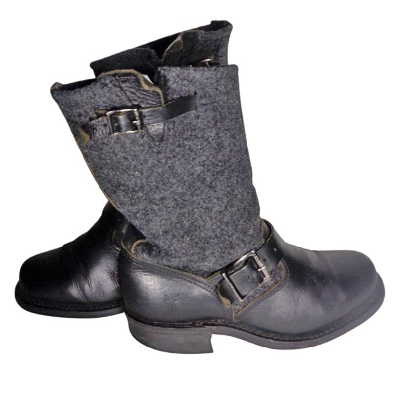 Frye Wool Engineer Wolle Schwarz Leder Motorrad Boots Damen Gr. 6 || Reiten Rennrad Fahren Graue Runde Hergestellt in U.s.a von Eagleages