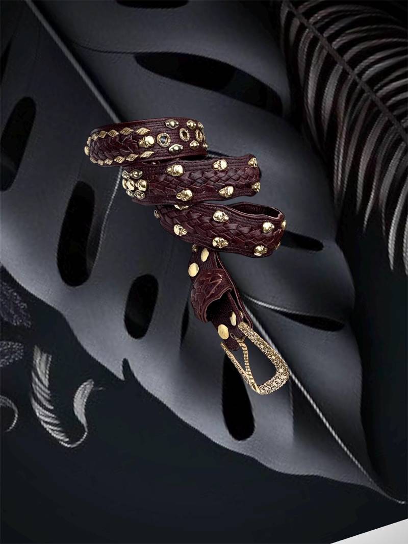 Nieten Gürtel Handgefertigte Braun Leder Hand Stich Leder-Design Perfekt Für Festival Burning Man Massiv Messing Und Echtes Leder von EagleflyCreations