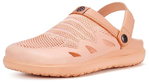 Clogs Hausschuhe Damen Herren Gartenschuhe atmungsaktive Orthopedic Gartenclogs Sommer leichte rutschfest Strand Sandalen Fußbogen Pantoletten,Orange-A,39 EU von Eagsouni