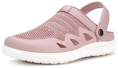 Clogs Hausschuhe Damen Herren Gartenschuhe atmungsaktive Orthopedic Gartenclogs Sommer leichte rutschfest Strand Sandalen Fußbogen Pantoletten,Rosa-A,38 EU von Eagsouni