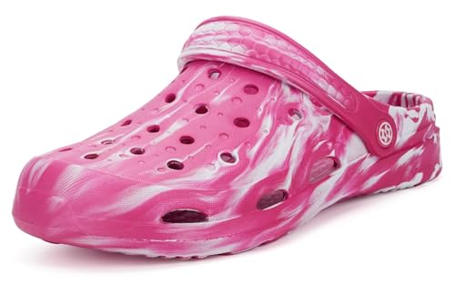 Clogs Pantoletten Herren Damen Hausschuhe Sandalen Gartenclogs Slip On Geschlossen Schuhe, Rot Rose, 37/38 EU, Sohle Etikettierung 240 von Eagsouni