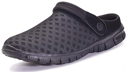 Damen Herren Clogs Hausschuhe Gartenschuhe Sommer Badelatschen Strand Schuhe Sandalen Pantoletten, Schwarz, 40 EU von Eagsouni