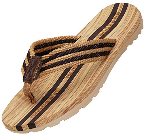 Damen Herren Zehentrenner Sommer Flip Flops Badelatschen Hausschuhe Pantoletten, Braun, 41 EU von Eagsouni