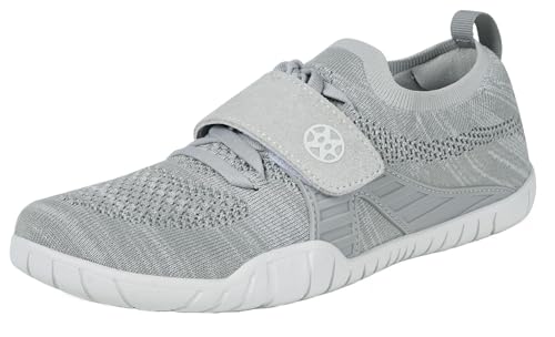 Eagsouni Barfußschuhe Herren Damen Fitnessschuhe Sneakers Outdoor Bequeme Leicht Atmungsaktive Breite Zehenbox Turnschuhe Straßenlaufschuhe rutschfest Laufschuhe,Grau,38 EU von Eagsouni