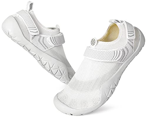 Eagsouni Barfußschuhe Herren Wassersportschuhe Damen Minimalschuhe rutschfest Fitnessschuhe Tragbar,Weiß,Gr.43 von Eagsouni