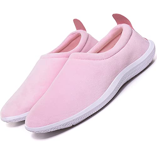 Eagsouni Damen Hausschuhe Herren Memory Foam Wärme Plüsch Pantoffeln Pelzgefüttert Winter Schuhe rutschfeste Leicht Hause Slippers Baumwollschuhe Unisex, Pink, 42 EU von Eagsouni