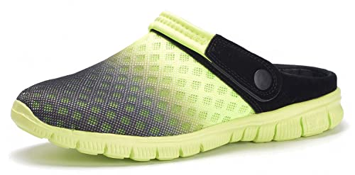 Eagsouni Damen Herren Clogs Hausschuhe Gartenschuhe Sommer Badelatschen Strand Schuhe Sandalen Pantoletten, Schwarz Grün, 39 EU von Eagsouni