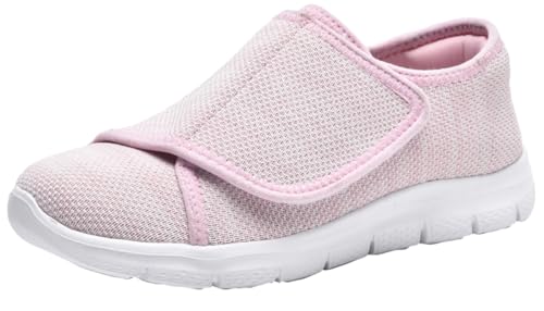 Eagsouni Hausschuhe Damen Leichte Weit Klettverschuß Walkingschuhe Atmungsaktive Slip On Pantoffeln Outdoor Bequeme Diabetiker Gesundheitsschuhe von Eagsouni