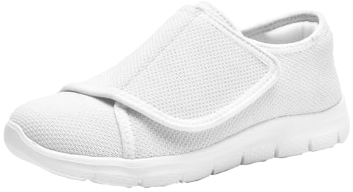 Eagsouni Hausschuhe Damen Leichte Weit Klettverschuß Walkingschuhe Atmungsaktive Slip On Pantoffeln Outdoor Bequeme Diabetiker Gesundheitsschuhe von Eagsouni