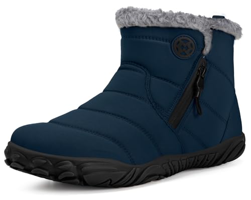 Eagsouni Winterschuhe Damen Gefüttert Herren Warm Traillaufschuhe Barfuss Schuhe Outdoor Mit Zero-Drop Sohle Breite Zehen, Blau, 40 EU von Eagsouni