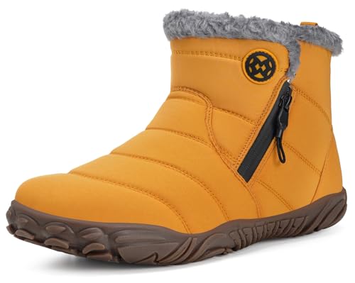 Eagsouni Winterschuhe Damen Gefüttert Herren Warm Traillaufschuhe Barfuss Schuhe Outdoor Mit Zero-Drop Sohle Breite Zehen, Gelb, 43 EU von Eagsouni