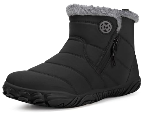 Eagsouni Winterschuhe Damen Gefüttert Herren Warm Traillaufschuhe Barfuss Schuhe Outdoor Mit Zero-Drop Sohle Breite Zehen, Schwarz, 37 EU von Eagsouni