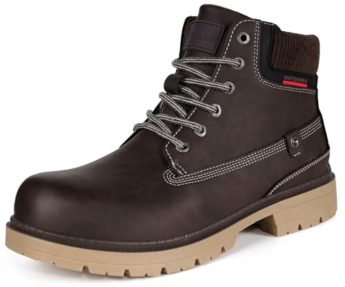 Eagsouni Winterschuhe Herren Schnürstiefel Warm Gefüttert Schneestiefel Winter Outdoor Boots Wasserdicht Winterstiefel, Kaffee ohne Fell, 41 EU von Eagsouni