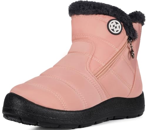 Eagsouni Winterstiefel Damen Winterschuhe Wasserdicht Warm Plush Gefütterte Schneestiefel Stiefeletten Winter Outdoors rutschfeste Stiefel Boots,Rosa C,37 EU von Eagsouni