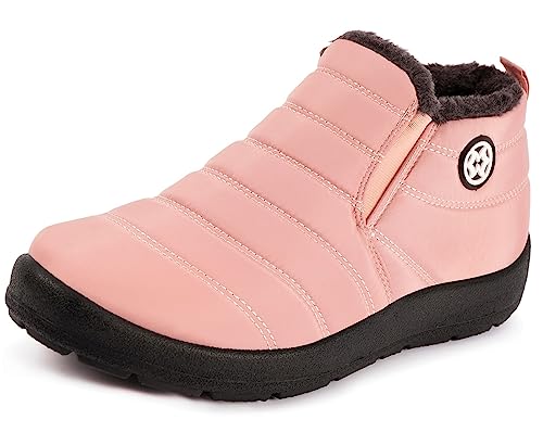 Eagsouni Winterstiefel Damen Warm Gefüttert Schneestiefel Wasserdicht Draußen Winterschuhe Flach Stiefel Baumwollschuhe Ultraleicht rutschfeste,Rosa_3,36 EU von Eagsouni