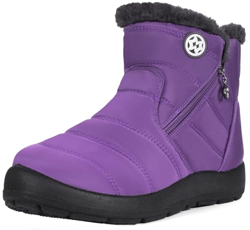 Eagsouni Winterstiefel Damen Winterschuhe Wasserdicht Warm Plush Gefütterte Schneestiefel Stiefeletten Winter Outdoors Rutschfeste Stiefel Boots,Violett C,37 EU von Eagsouni