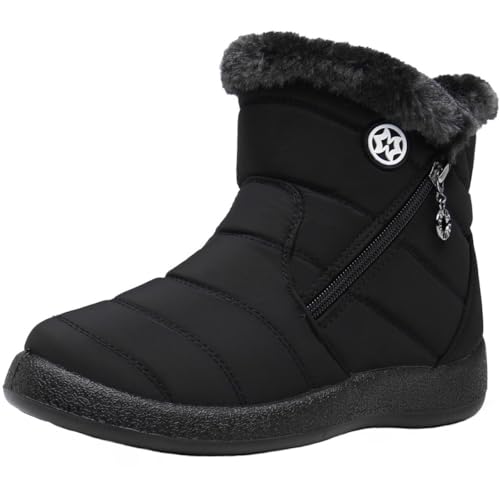 Eagsouni Winterstiefel Damen Winterschuhe Wasserdicht Warm Plush Gefütterte Schneestiefel Stiefeletten Winter Outdoors rutschfeste Stiefel Boots,Schwarz C,41 EU von Eagsouni