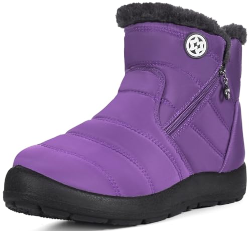 Eagsouni Winterstiefel Damen Winterschuhe Wasserdicht Warm Plush Gefütterte Schneestiefel Stiefeletten Winter Outdoors rutschfeste Stiefel Boots,Violett C,40 EU von Eagsouni