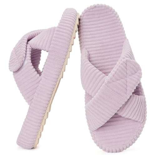 Hausschuhe Frauen Bequeme Memory Foam Pantoffeln Damen Einstellbare Cord Cross Band Haus Schlafzimmer rutschfest Slippers,Hellviolett,40/41 EU Hausschuhe Frauen Bequeme Memory Foam Pantoffeln Damen Einstellbare Cord Cross Band Haus Schlafzimmer rutschfest Slippers,Hellviolett,40/41 EU von Eagsouni