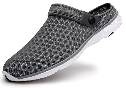 Unisex Clogs Damen Herren Hausschuhe Gartenschuhe Muffin Unten Alltägliche Drag Sommer Pantoletten, E Dunkel Grau, 36 EU von Eagsouni