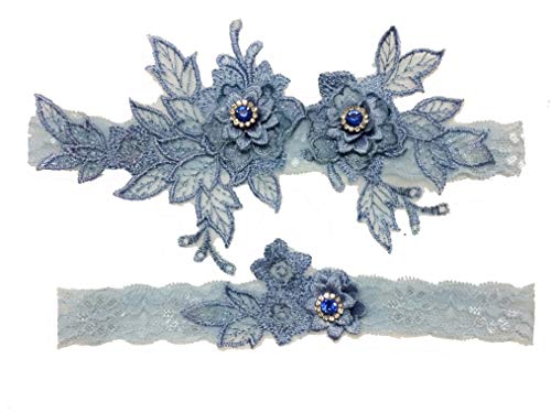 Ealafee 2019 Handgemachte Spitze Hochzeit Strumpfband Set für Braut Party Braut Bein Strumpfbänder, 0-Blue, One size von Ealafee