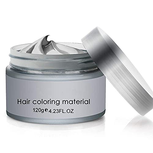 Silber-Grau Frisur Creme Instant Haarwachs Haar Pomaden Lang anhaltende natürliche Silber-Grau Matte Frisur Wachs 4,23 Unzen für Männer und Frauen für Party, Cosplay, Nachtclub, Masquerade,Halloween von YiKiMira