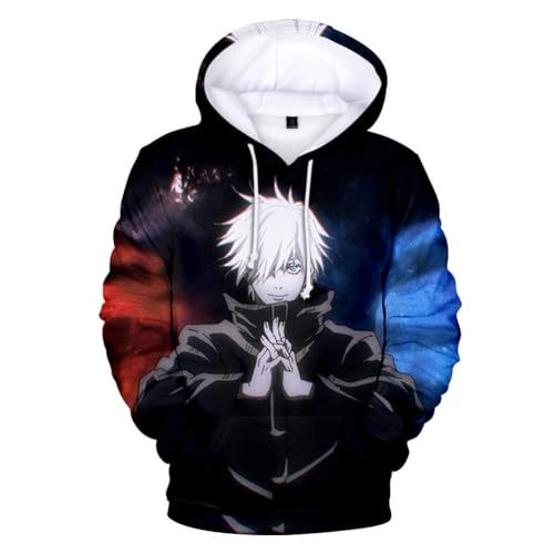 Ealipoi Gojo Satoru Hoodie Anime JJK Hoodie Jujitsu Kaisen Gojo Kostüm Multi 3D Printed Sweater Cosplay für Herren, Mehrfarbig/Meereswellen (Ocean Tides), Medium von Ealipoi