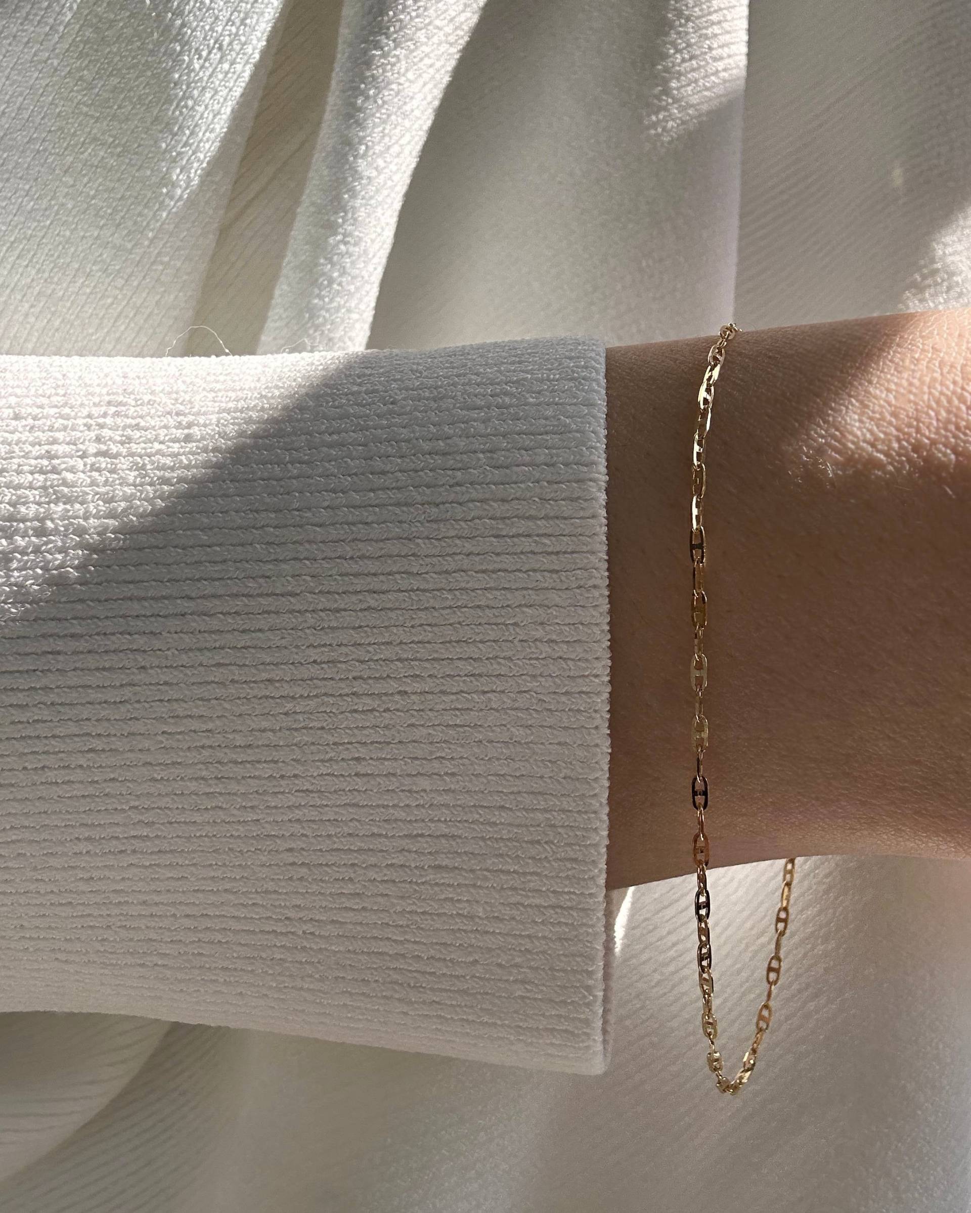 14K Gold Bare Armband | Zartes Kettenarmband Aus/Diamantschliff Muttertagsgeschenk von EandEProject