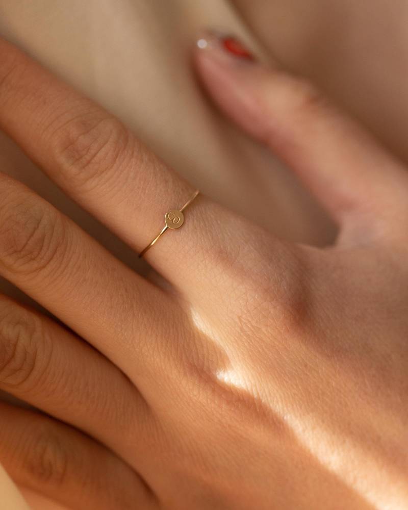 14K Gold Kleines Anfangsmonogramm Ring Weihnachtsgeschenk Für Sie von EandEProject