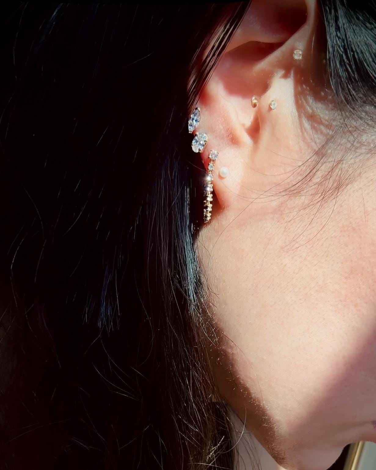 14K Gold Weißer Topas Kettenohrring von EandEProject