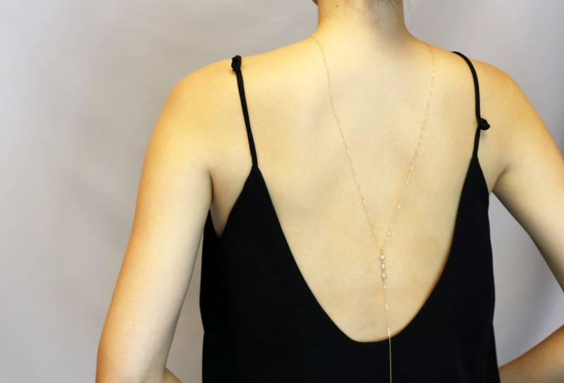 3 Cz Back Halskette Für Brautkleid // Hochzeitskleid Diamond Kleid Mit Offenem Rücken Hochzeitsschmuck von EandEProject