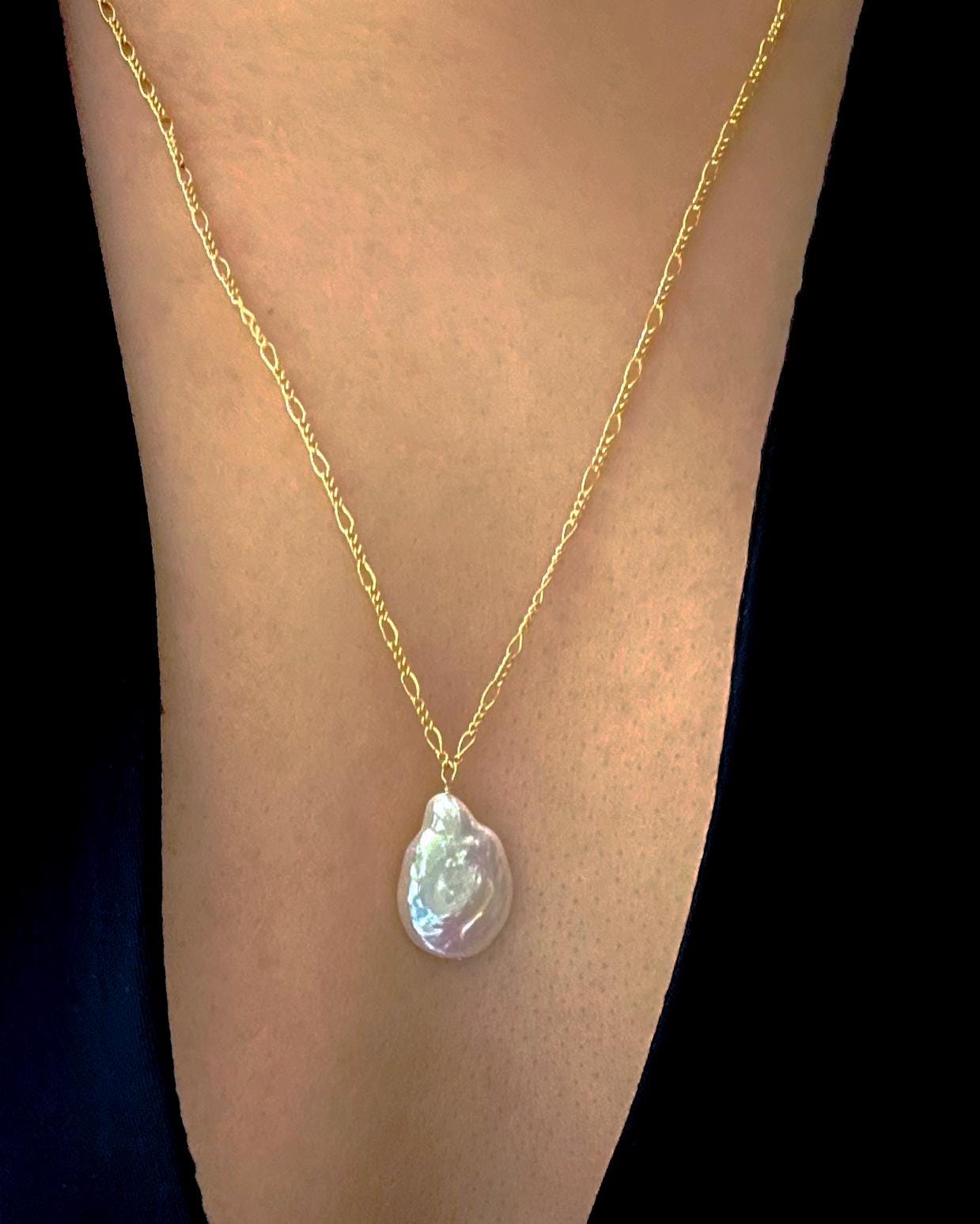 Barock Perlenkette - Lange An Einer Zarten Figarokette von EandEProject