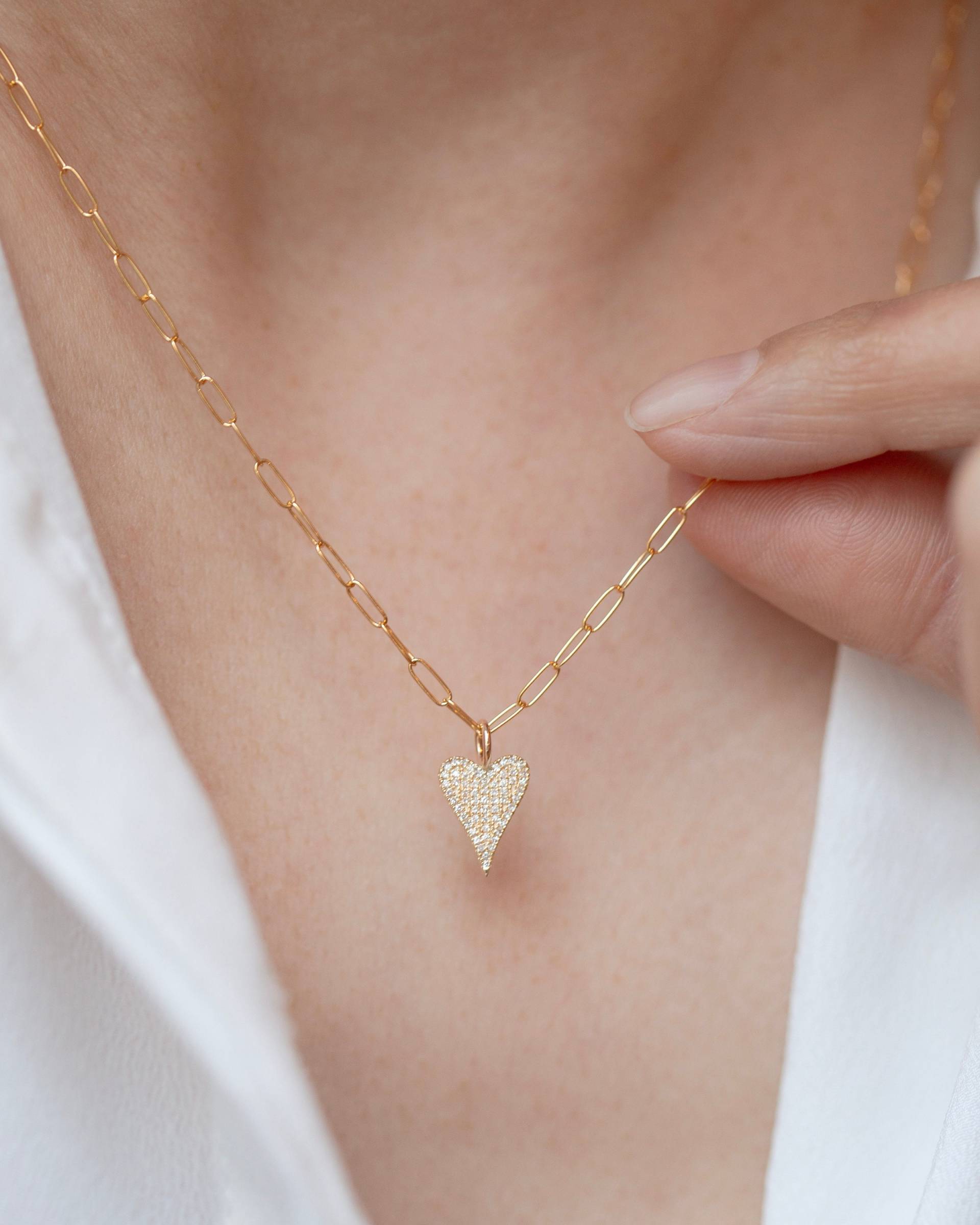 Diamant Herz Halskette An Einer Büroklammer Kette Weihnachtsgeschenk Für Sie von EandEProject