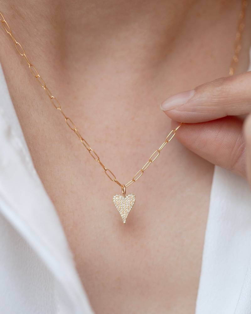 Diamant Herz Halskette An Einer Büroklammer Kette Weihnachtsgeschenk Für Sie von EandEProject