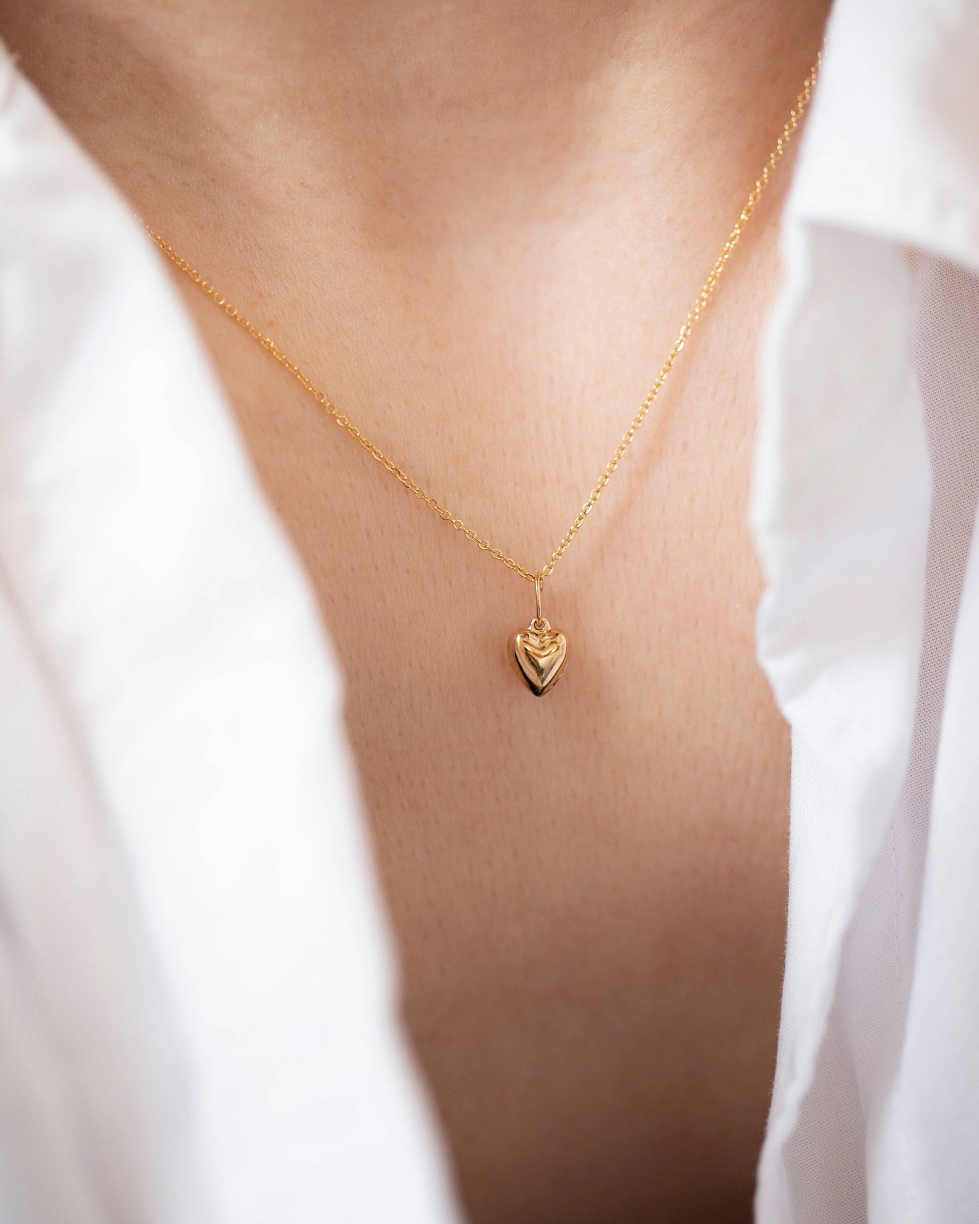 Gold Herz Halskette/3D Mini Puffy Weihnachtsgeschenk Für Sie von EandEProject