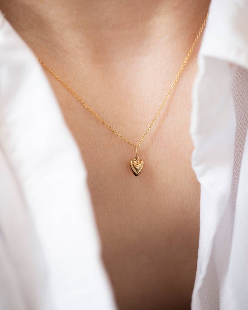 Gold Herz Halskette/3D Mini Puffy Weihnachtsgeschenk Für Sie von EandEProject