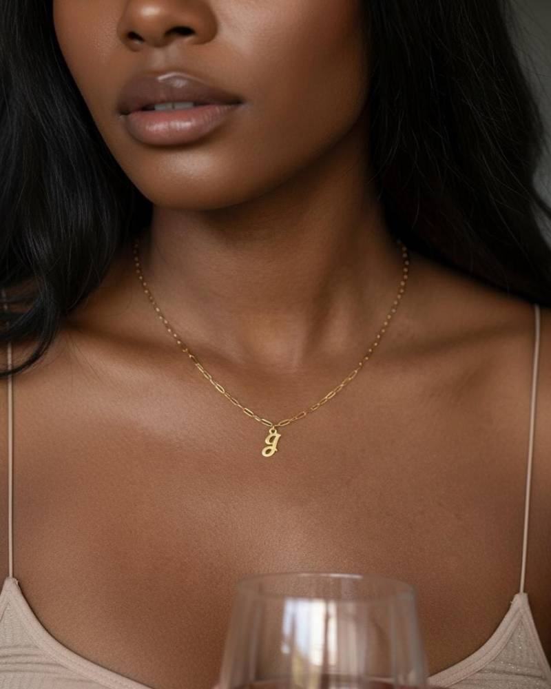 Initial Halskette Mit Zierlicher Box-Kette | Zierliche Buchstaben Schreibschrift Geburtstagsgeschenk Für Sie Individuelle von EandEProject