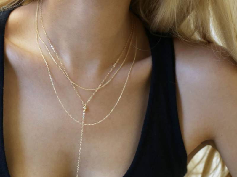 Lariat Und Double Chain Layered Halsketten Set Combo - Mit 2 Halsketten, Layering Halskette Geschenk Für Sie Es014 von EandEProject